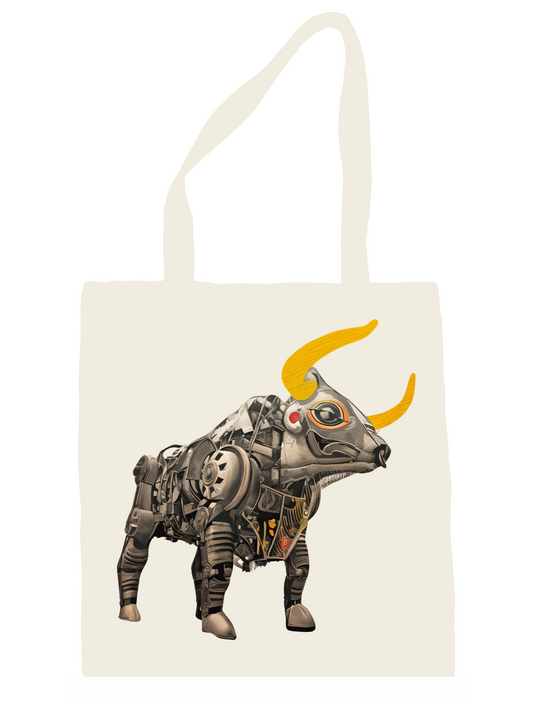 Colour Bull Natural Tote Bag Ozzy Bull Artwork