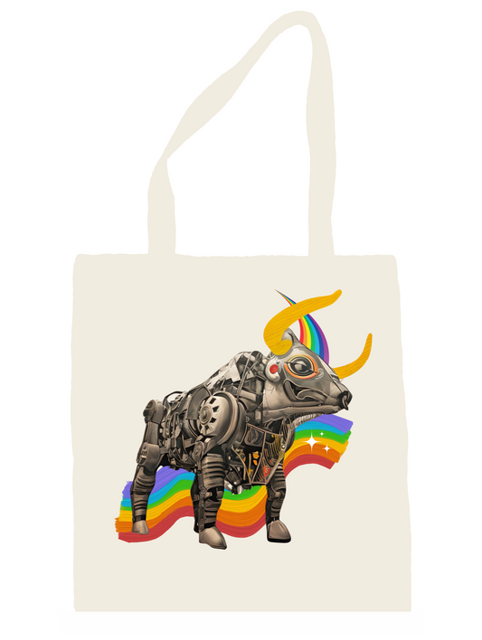 Rainbow Bull Tote Bag